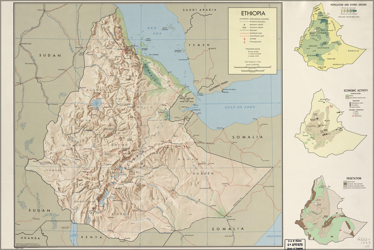 24"x36" Gallery Poster, cia map of Ethiopia 1969