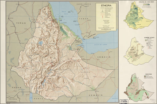 24"x36" Gallery Poster, cia map of Ethiopia 1969