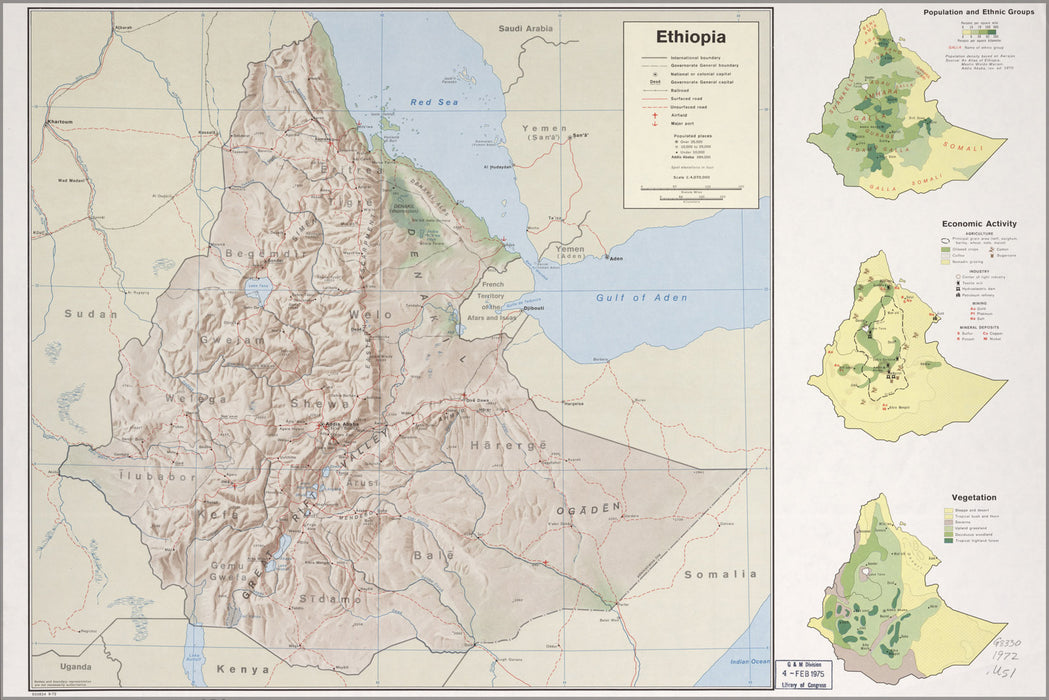 24"x36" Gallery Poster, cia map of Ethiopia 1972