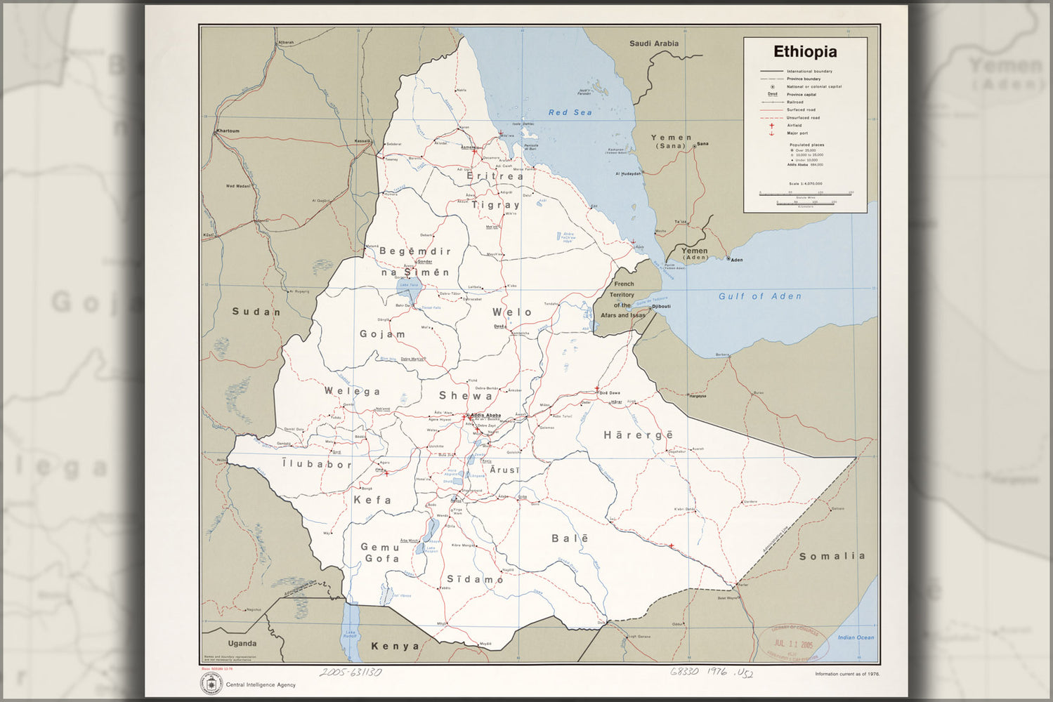 24"x36" Gallery Poster, cia map of Ethiopia 1976 p2