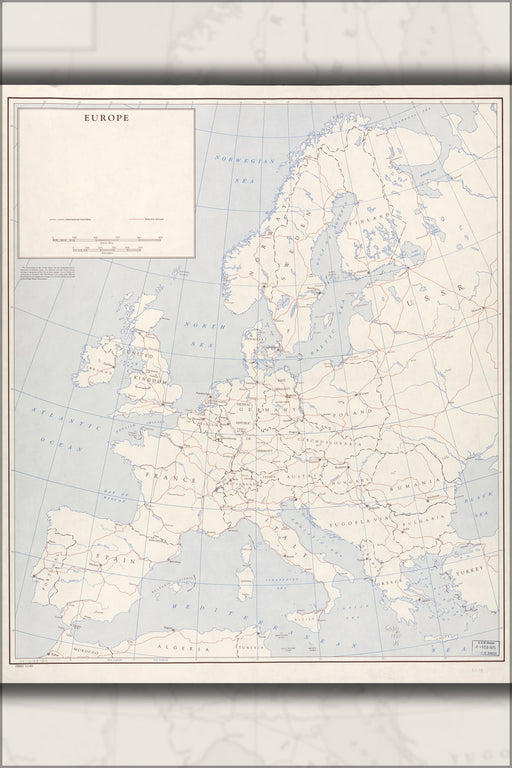 24"x36" Gallery Poster, cia map of Europe 1960