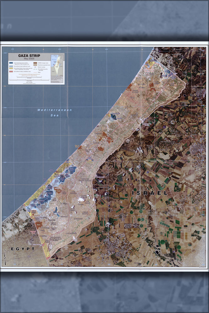 24"x36" Gallery Poster, cia map of Gaza Strip 2005