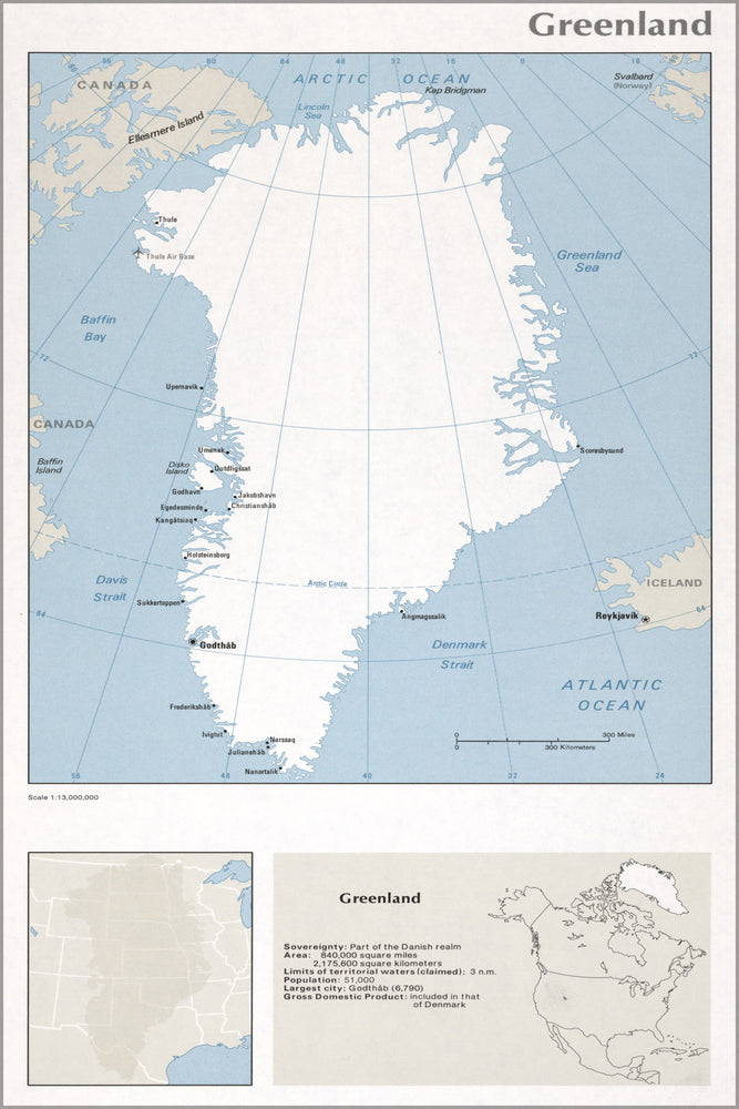 24"x36" Gallery Poster, cia map of Greenland 1976 p2