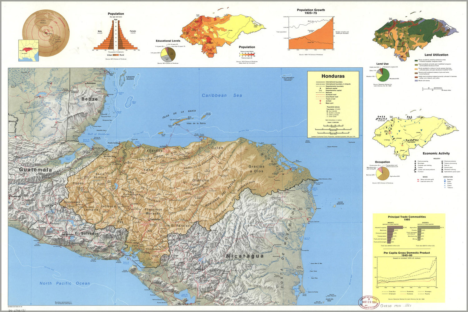 24"x36" Gallery Poster, cia map of Honduras 1983