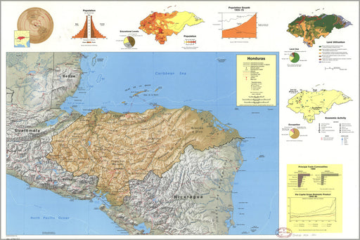 24"x36" Gallery Poster, cia map of Honduras 1983