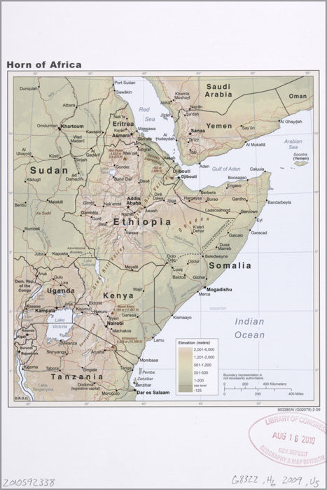 24"x36" Gallery Poster, cia map of Horn of Africa 2009