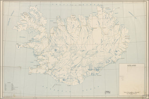 24"x36" Gallery Poster, cia map of Iceland 1949