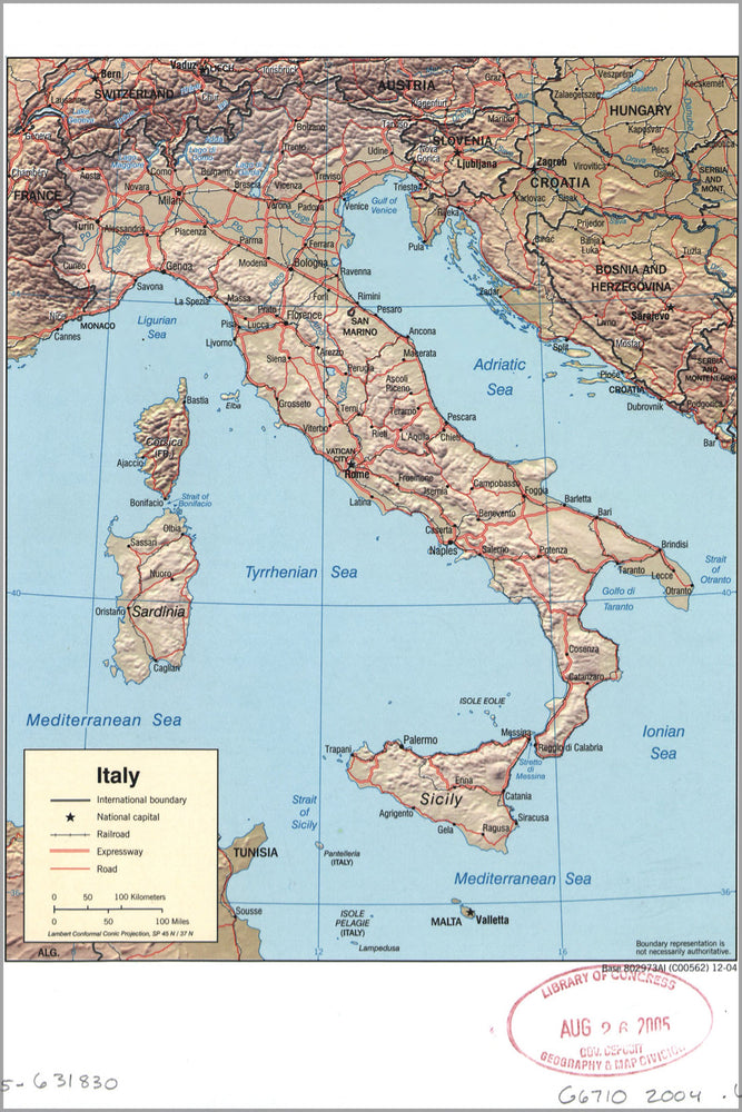 24"x36" Gallery Poster, cia map of Italy 2004