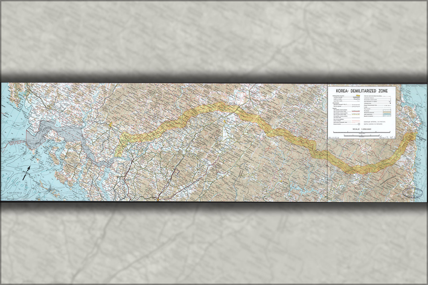 24"x36" Gallery Poster, cia map of Korea demilitarized zone 1969