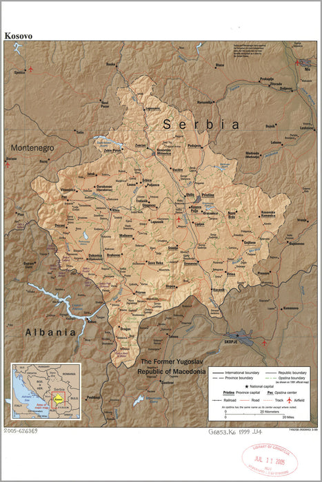 24"x36" Gallery Poster, cia map of Kosovo 1999