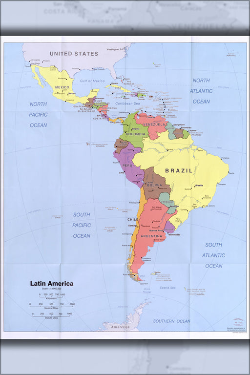 24"x36" Gallery Poster, cia map of Latin south America 2006