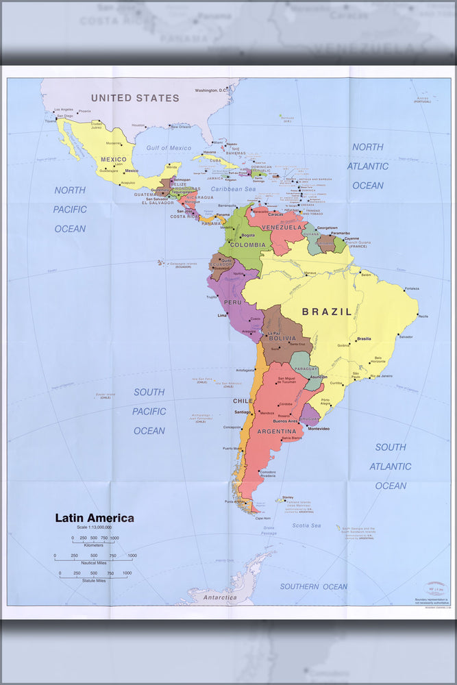 24"x36" Gallery Poster, cia map of Latin south America 2006