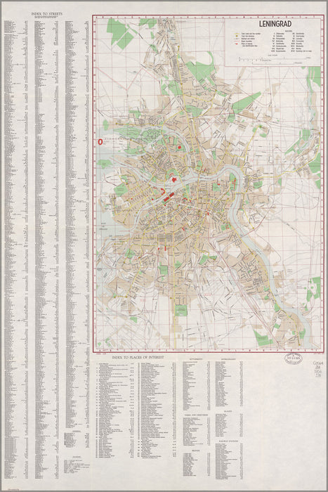 24"x36" Gallery Poster, cia map of Leningrad. saint petersburg 1956