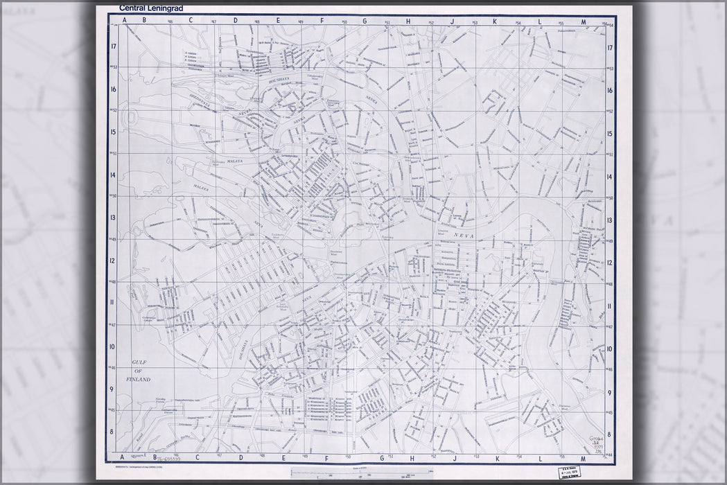 24"x36" Gallery Poster, cia map of Leningrad saint petersburg russia 1971
