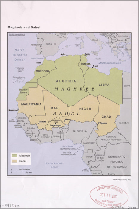 24"x36" Gallery Poster, cia map of Maghreb and Sahel 2010