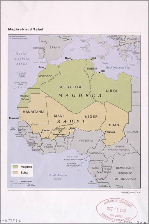24"x36" Gallery Poster, cia map of Maghreb and Sahel 2010