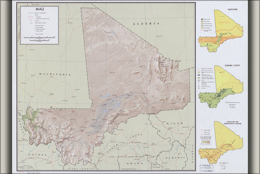 24"x36" Gallery Poster, cia map of Mali 1970