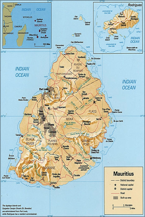 24"x36" Gallery Poster, cia map of Mauritius 1990