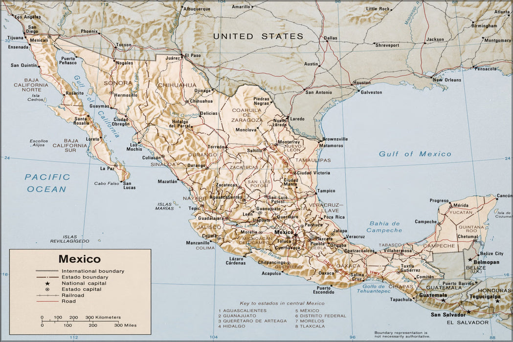 24"x36" Gallery Poster, cia map of Mexico 1981
