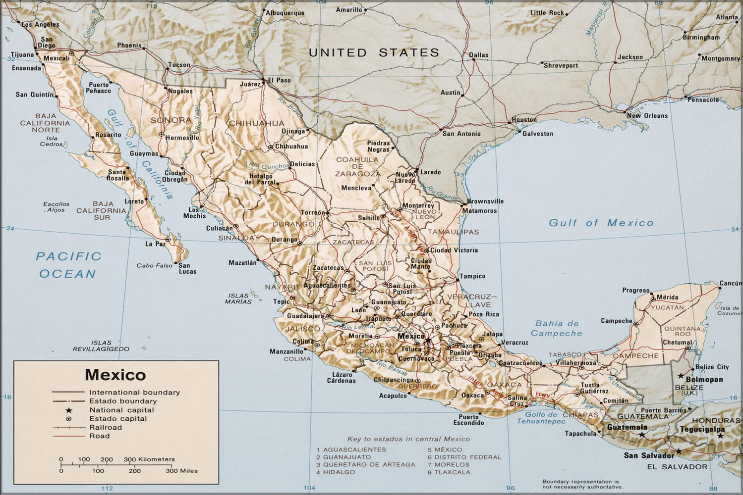 24"x36" Gallery Poster, cia map of Mexico 1981