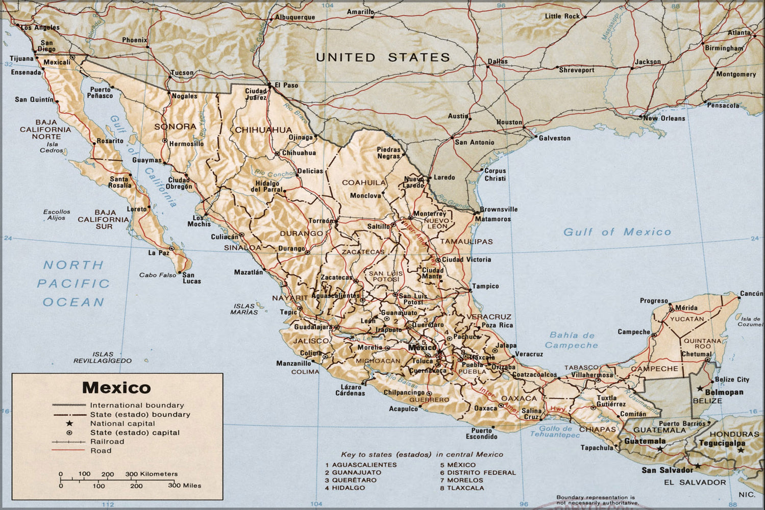 24"x36" Gallery Poster, cia map of Mexico 1988