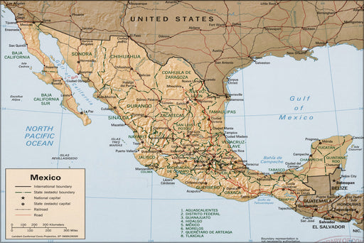 24"x36" Gallery Poster, cia map of Mexico 1997