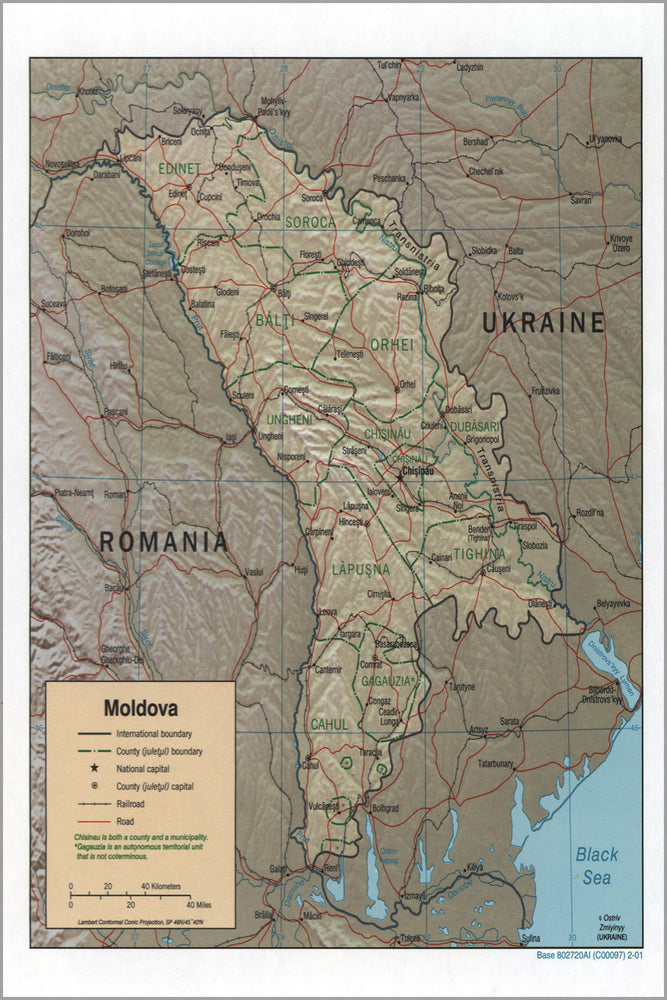 24"x36" Gallery Poster, cia map of Moldova 2001