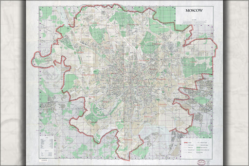 24"x36" Gallery Poster, cia map of Moscow 1957