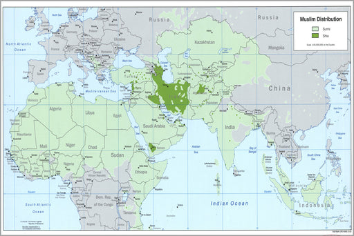 24"x36" Gallery Poster, cia map of Muslim islam distribution  2002