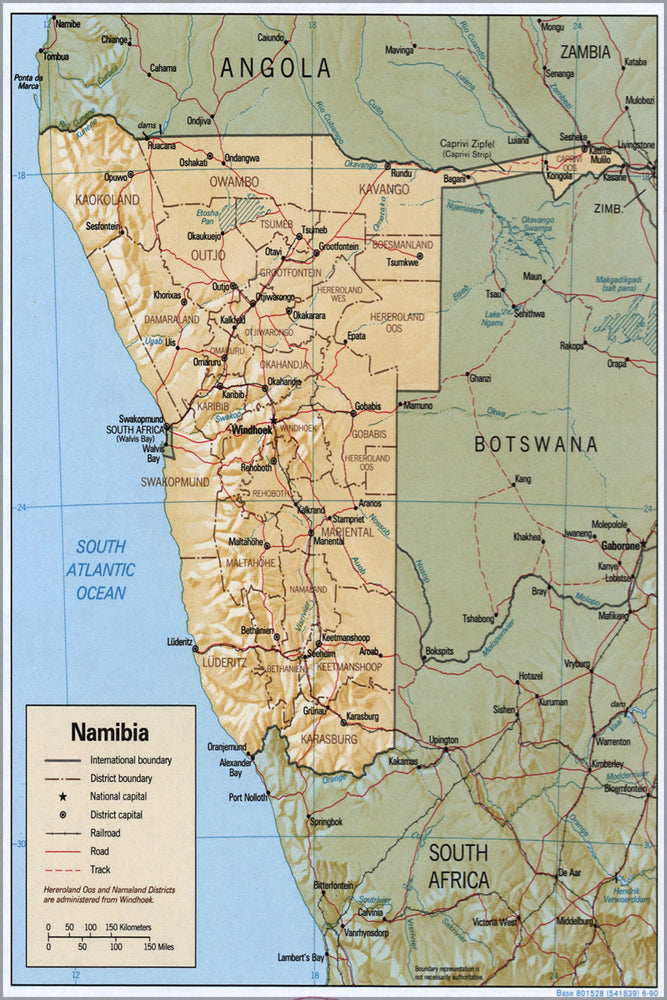 24"x36" Gallery Poster, cia map of Namibia 1990