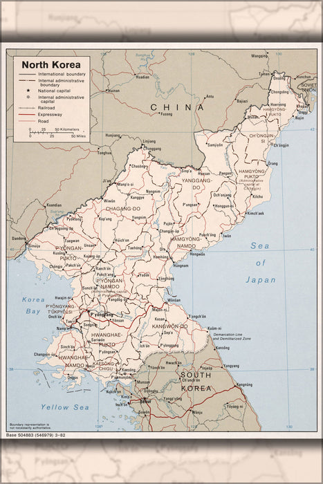 24"x36" Gallery Poster, cia map of North Korea 1986