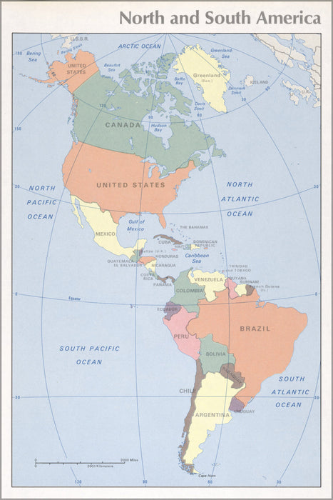 24"x36" Gallery Poster, cia map of North and South America 1976