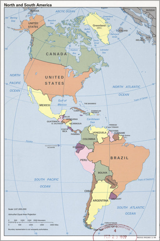 24"x36" Gallery Poster, cia map of North and South America 1996