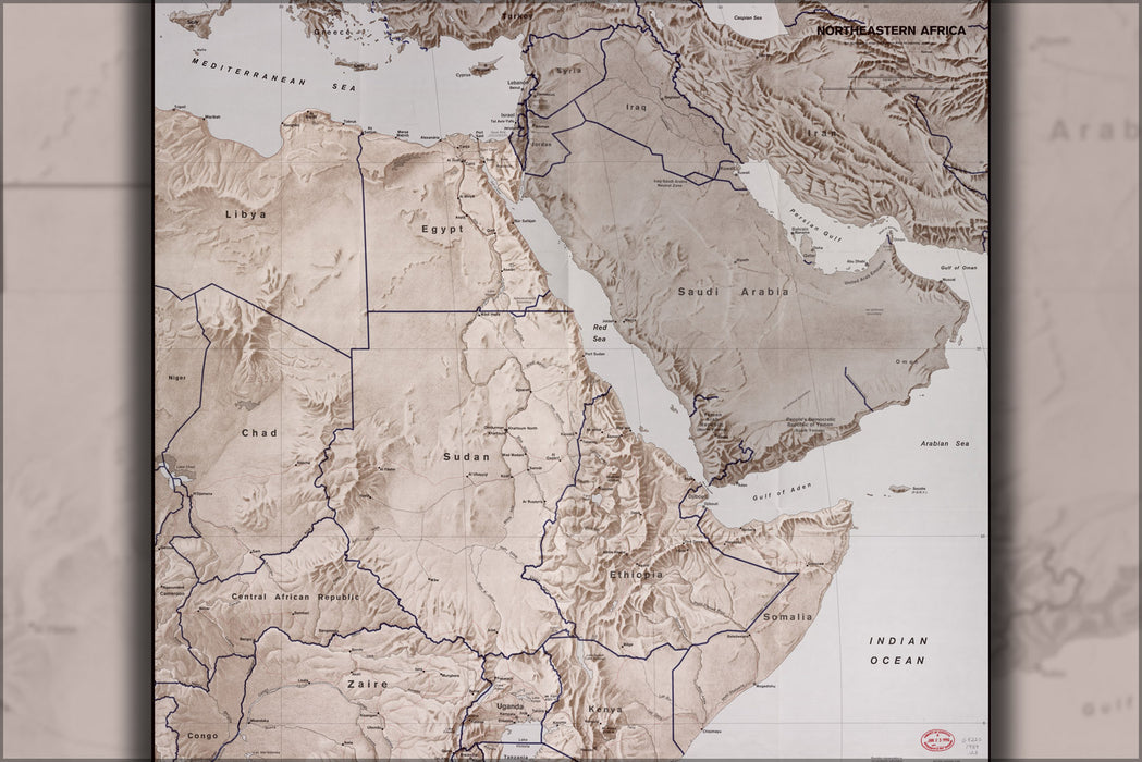 24"x36" Gallery Poster, cia map of Northeastern Africa 1989