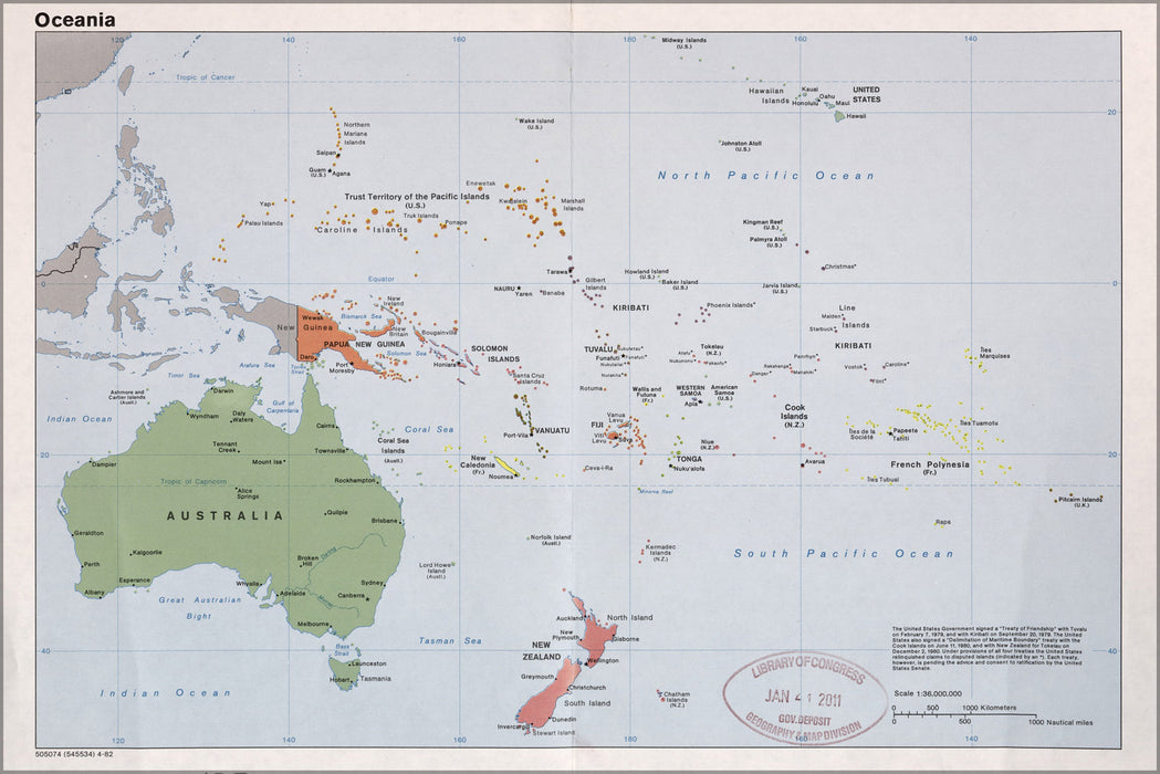 24"x36" Gallery Poster, cia map of Oceania australia new zealand 1982