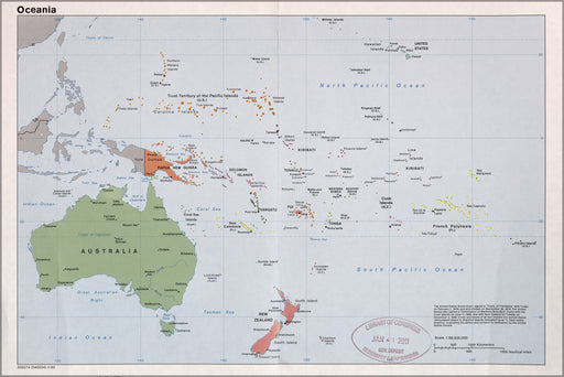 24"x36" Gallery Poster, cia map of Oceania australia new zealand 1982