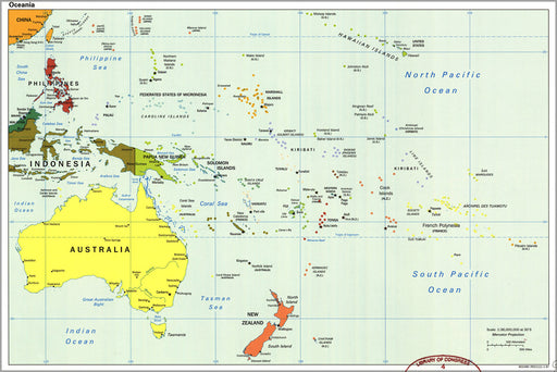 24"x36" Gallery Poster, cia map of Oceania australia new zealand 1997