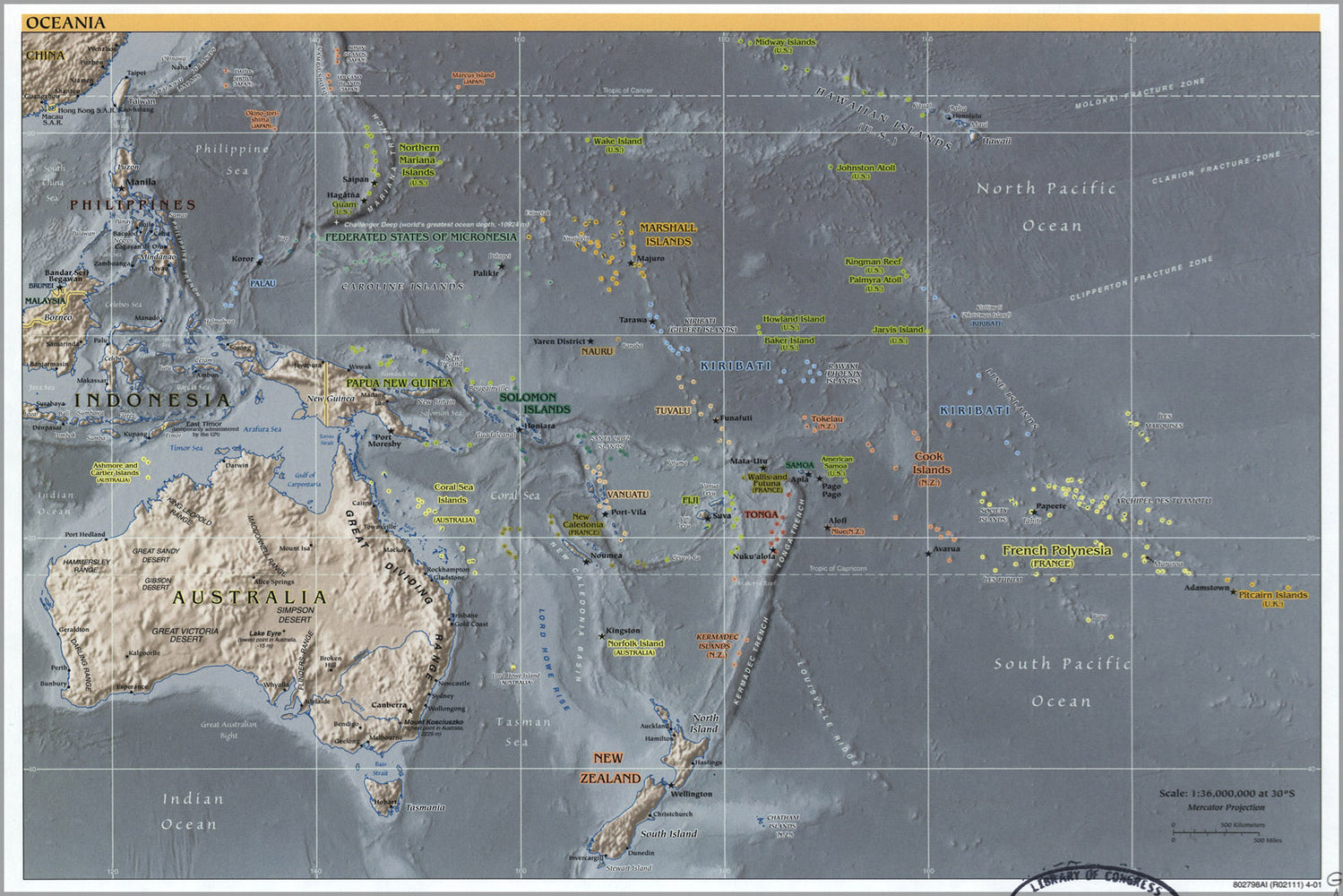 24"x36" Gallery Poster, cia map of Oceania australia new zealand 2001