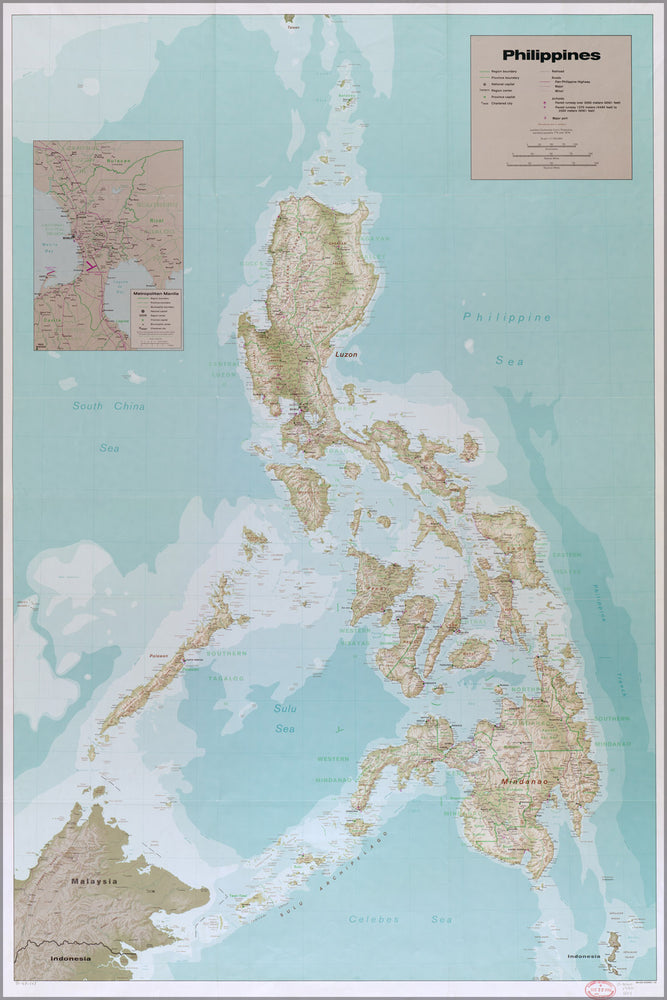 24"x36" Gallery Poster, cia map of Philippines 1990