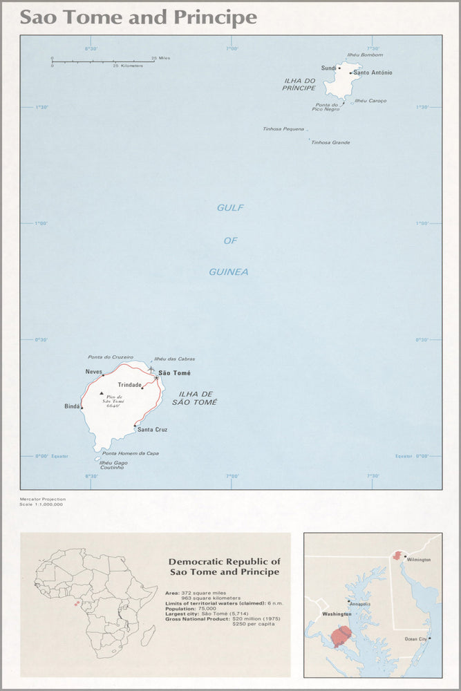 24"x36" Gallery Poster, cia map of Sao Tome and Principe 1976