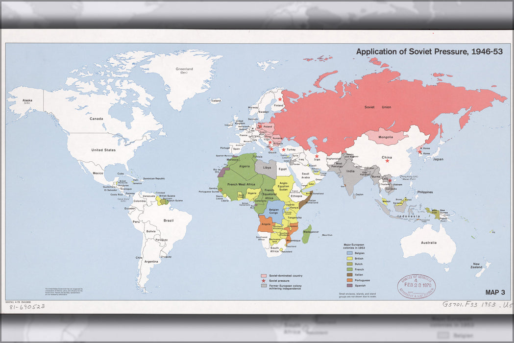 24"x36" Gallery Poster, cia map of Soviet union pressure, 1946-53