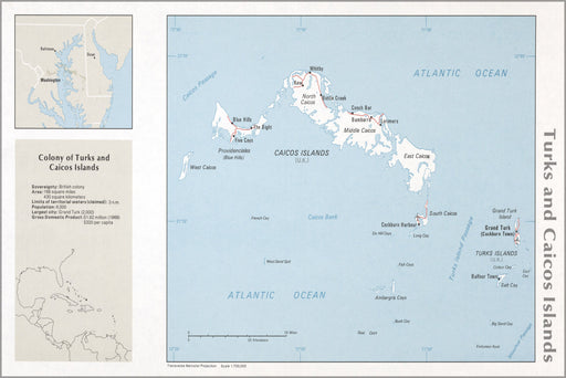 24"x36" Gallery Poster, cia map of Turks and Caicos Islands 1976