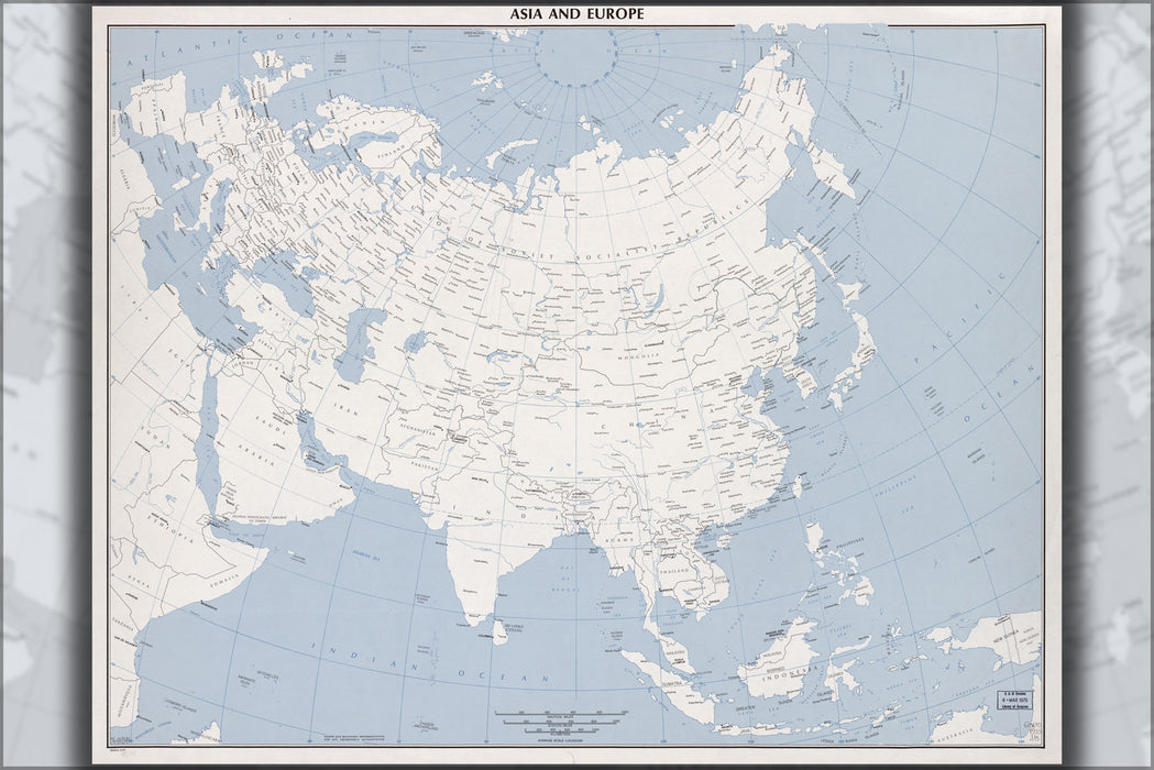 24"x36" Gallery Poster, cia map of asia and europe 1975