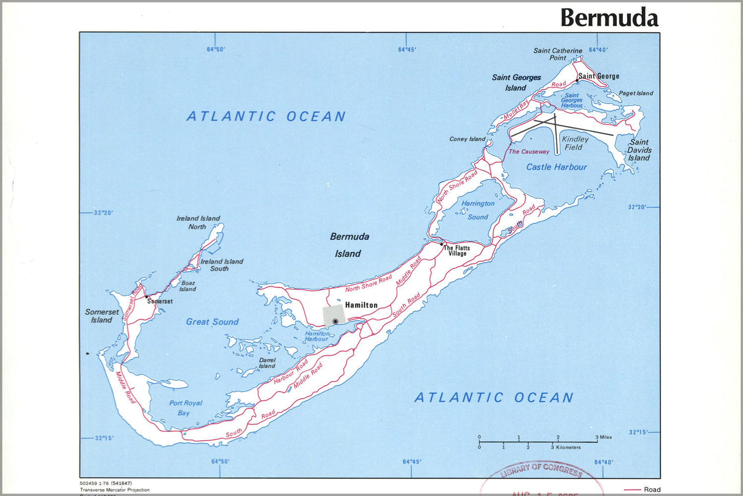 24"x36" Gallery Poster, cia map of bermuda 1976