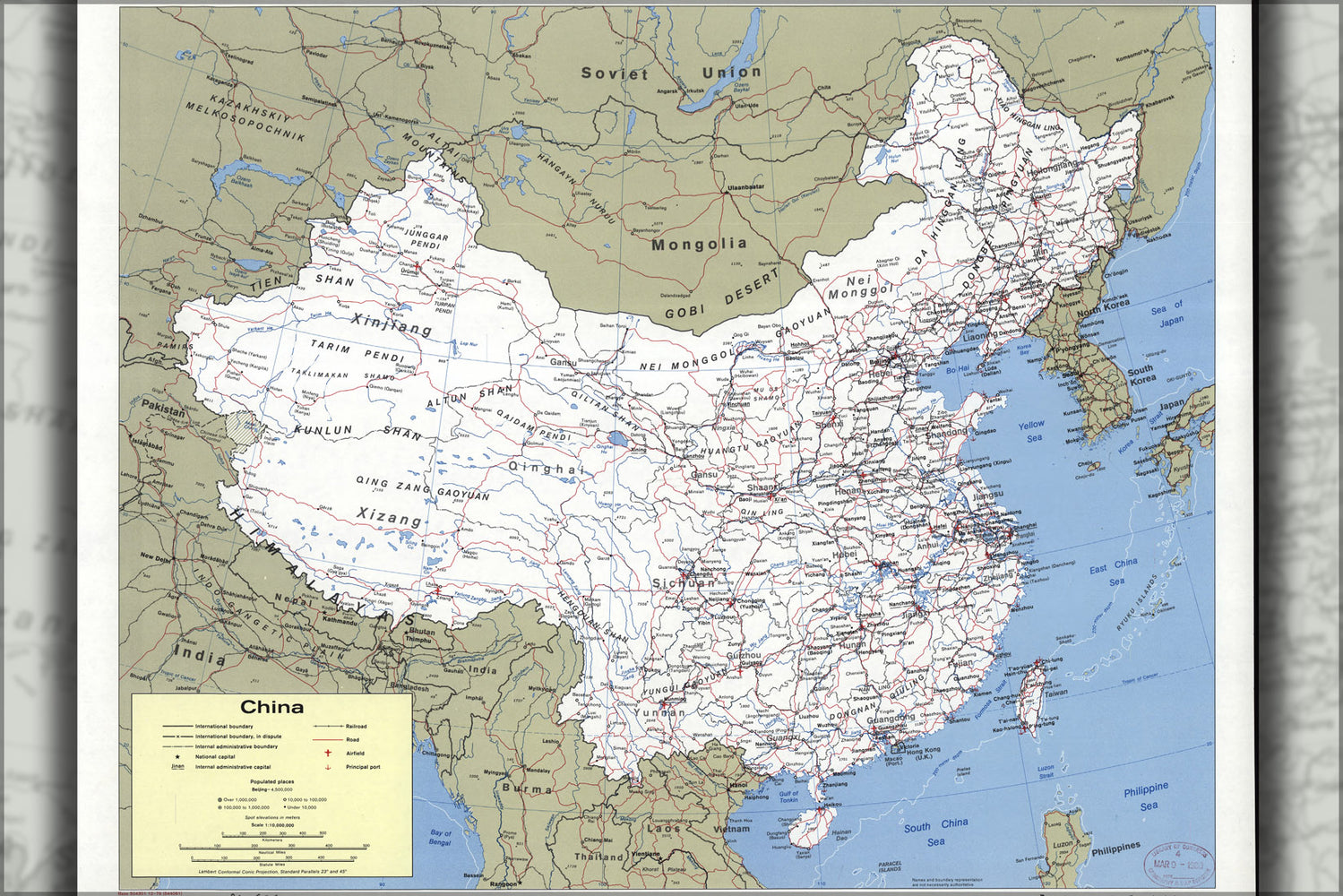 24"x36" Gallery Poster, cia map of china 1979