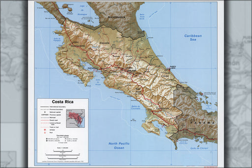 24"x36" Gallery Poster, cia map of costa rica 1991