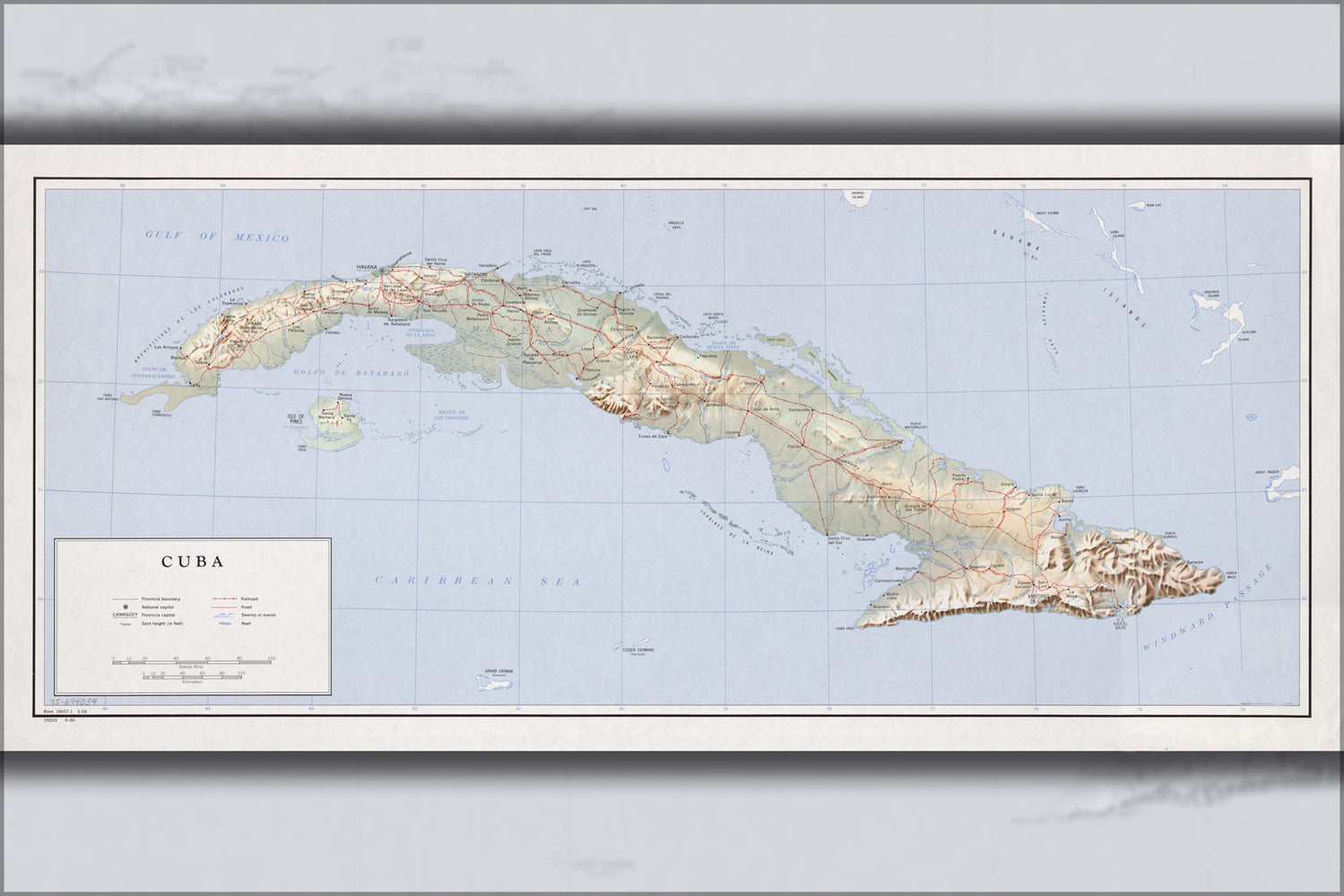 24"x36" Gallery Poster, cia map of cuba 1960