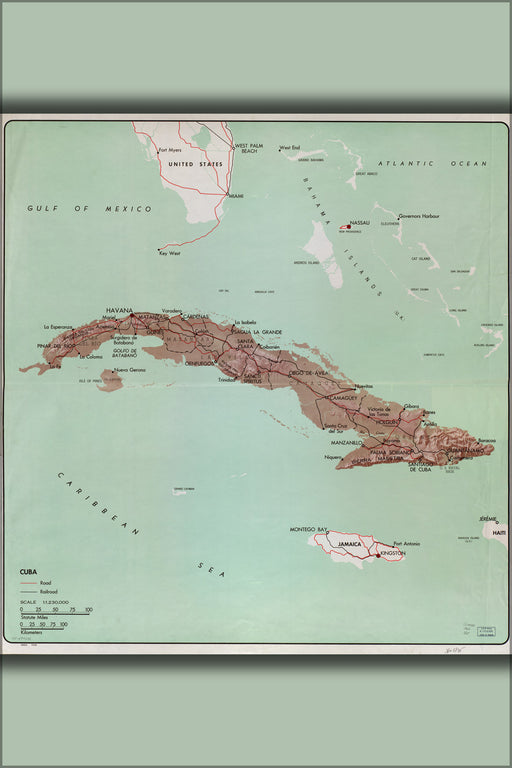 24"x36" Gallery Poster, cia map of cuba 1962 p1