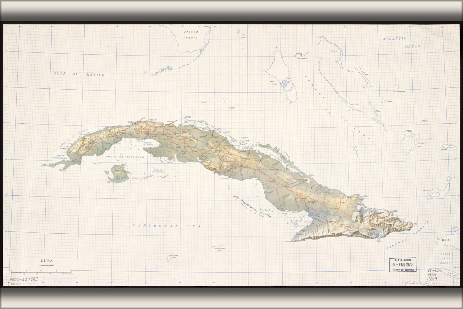 24"x36" Gallery Poster, cia map of cuba 1964 p1