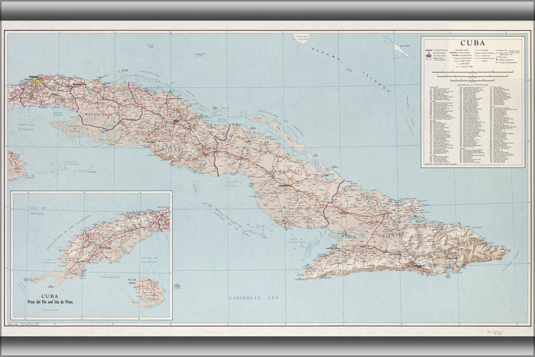 24"x36" Gallery Poster, cia map of cuba 1964 p2